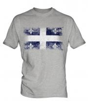 Quebec Distressed Flag Mens T-Shirt