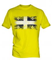 Quebec Distressed Flag Mens T-Shirt