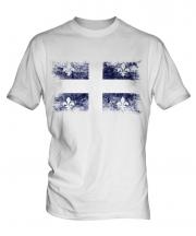 Quebec Distressed Flag Mens T-Shirt