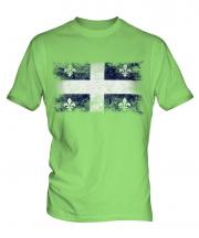 Quebec Distressed Flag Mens T-Shirt