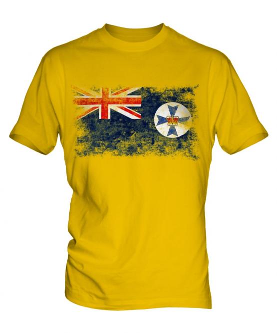 Queensland Distressed Flag Mens T-Shirt