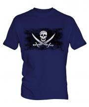 Pirate Distressed Flag Mens T-Shirt