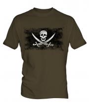 Pirate Distressed Flag Mens T-Shirt