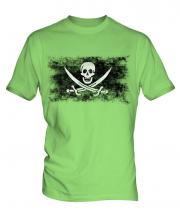 Pirate Distressed Flag Mens T-Shirt
