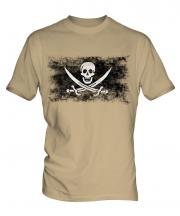 Pirate Distressed Flag Mens T-Shirt