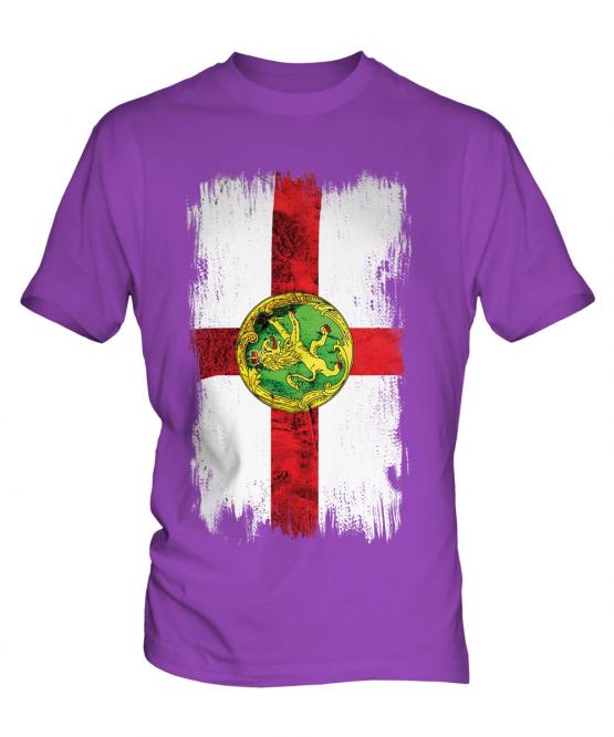 Alderney Grunge Flag Mens T-Shirt