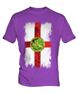 Alderney Grunge Flag Mens T-Shirt