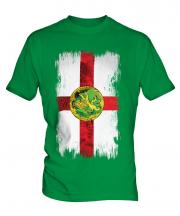 Alderney Grunge Flag Mens T-Shirt