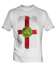 Alderney Grunge Flag Mens T-Shirt