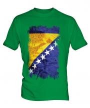 Bosnia And Herzegovina Grunge Flag Mens T-Shirt