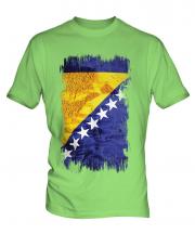 Bosnia And Herzegovina Grunge Flag Mens T-Shirt