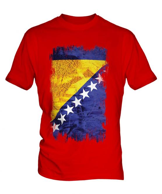 Bosnia And Herzegovina Grunge Flag Mens T-Shirt