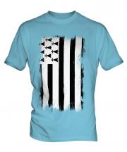 Brittany Grunge Flag Mens T-Shirt