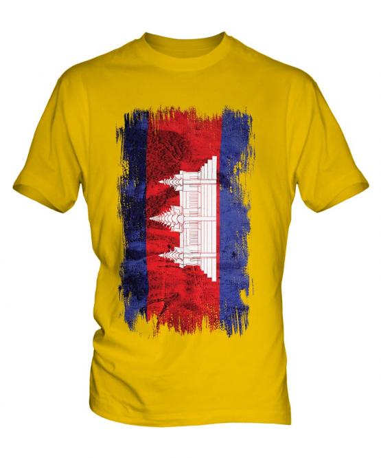 Cambodia Grunge Flag Mens T-Shirt