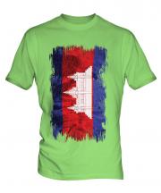 Cambodia Grunge Flag Mens T-Shirt
