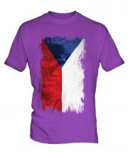 Czech Republic Grunge Flag Mens T-Shirt