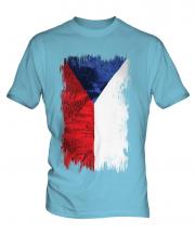 Czech Republic Grunge Flag Mens T-Shirt