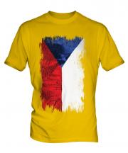 Czech Republic Grunge Flag Mens T-Shirt