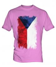 Czech Republic Grunge Flag Mens T-Shirt