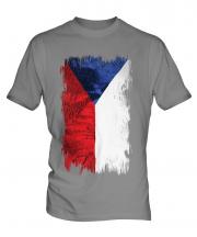 Czech Republic Grunge Flag Mens T-Shirt
