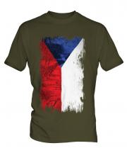 Czech Republic Grunge Flag Mens T-Shirt