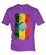Ethiopa Grunge Flag Mens T-Shirt