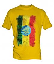 Ethiopa Grunge Flag Mens T-Shirt