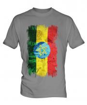 Ethiopa Grunge Flag Mens T-Shirt