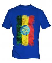 Ethiopa Grunge Flag Mens T-Shirt
