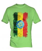 Ethiopa Grunge Flag Mens T-Shirt