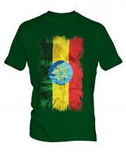 Ethiopa Grunge Flag Mens T-Shirt