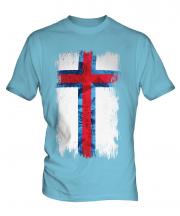 Faroe Islands Grunge Flag Mens T-Shirt