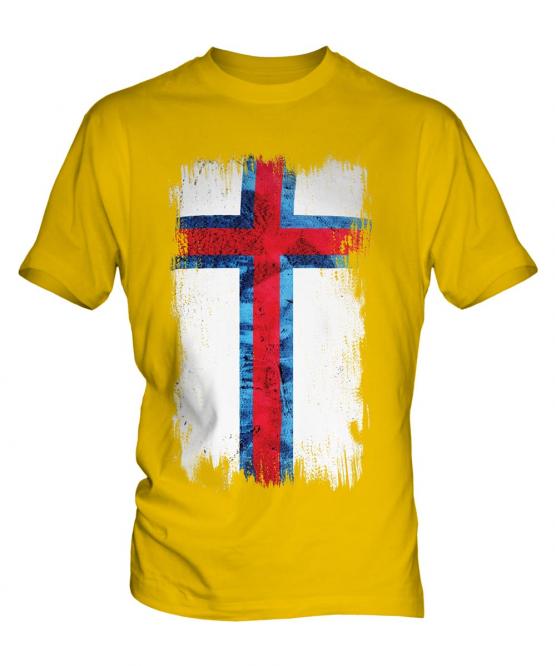Faroe Islands Grunge Flag Mens T-Shirt