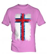 Faroe Islands Grunge Flag Mens T-Shirt