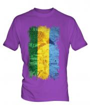Gabon Grunge Flag Mens T-Shirt