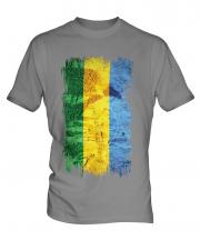 Gabon Grunge Flag Mens T-Shirt