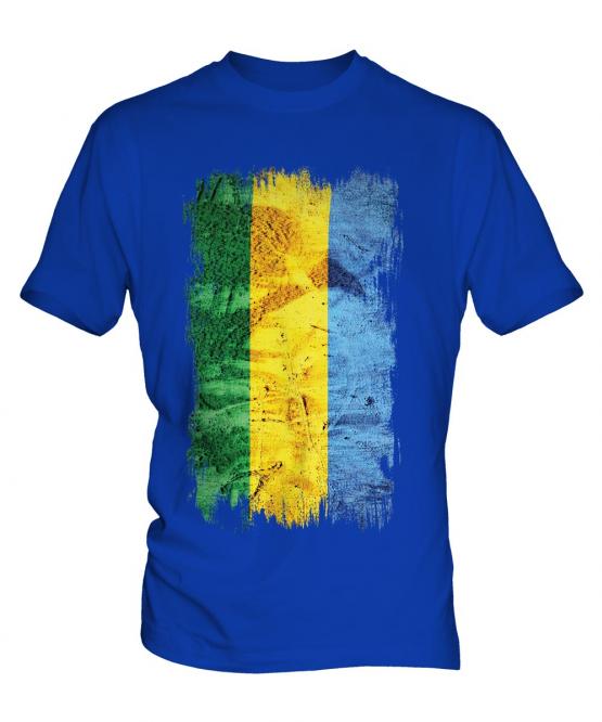Gabon Grunge Flag Mens T-Shirt