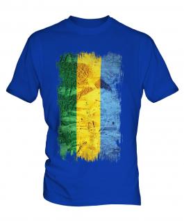 Gabon Grunge Flag Mens T-Shirt