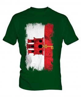 Gibraltar Grunge Flag Mens T-Shirt