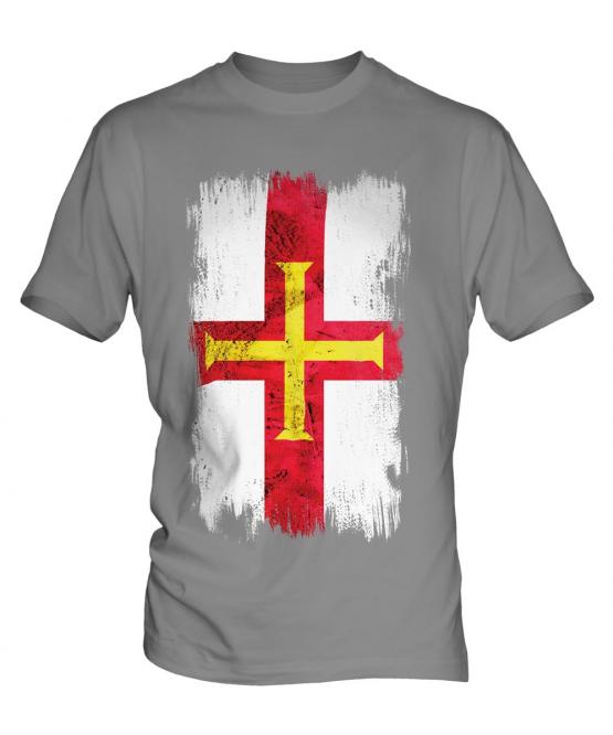 Guernsey Grunge Flag Mens T-Shirt
