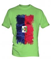 Haiti Grunge Flag Mens T-Shirt