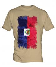 Haiti Grunge Flag Mens T-Shirt