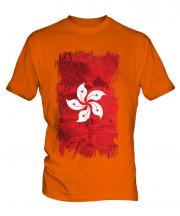 Hong Kong Grunge Flag Mens T-Shirt