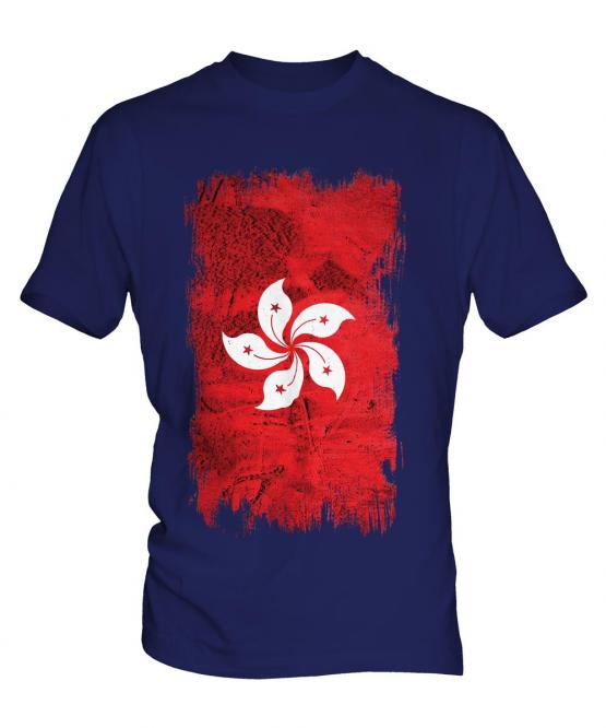 Hong Kong Grunge Flag Mens T-Shirt