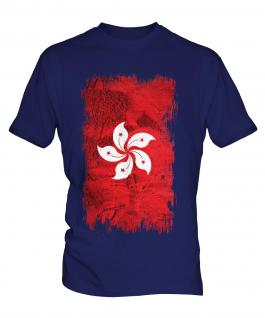 Hong Kong Grunge Flag Mens T-Shirt