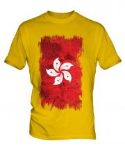 Hong Kong Grunge Flag Mens T-Shirt