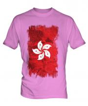 Hong Kong Grunge Flag Mens T-Shirt