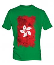 Hong Kong Grunge Flag Mens T-Shirt