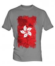 Hong Kong Grunge Flag Mens T-Shirt