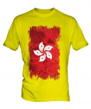 Hong Kong Grunge Flag Mens T-Shirt